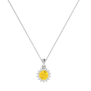 Diana Round Citrine and Flashing Diamond Pendant in 18K Gold (0.4ct)