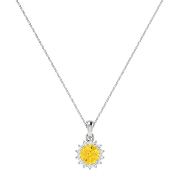 Diana Round Citrine and Flashing Diamond Pendant in 18K Gold (0.4ct)