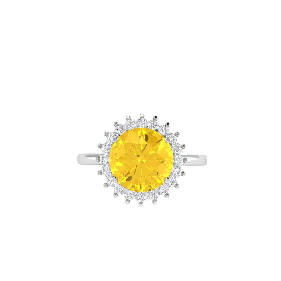 Diana Round Citrine and Flashing Diamond Ring in 18K Gold (1.3ct)