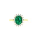 Diana Oval Emerald and Glittering Diamond Ring in 18K Gold (0.85ct)