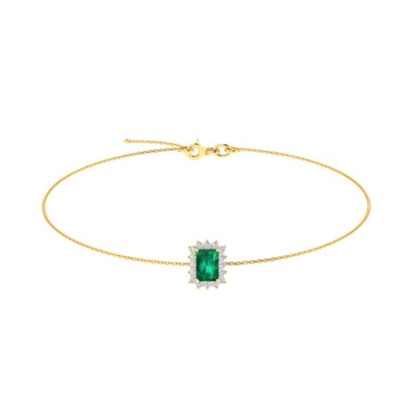 Diana Emerald-Cut Emerald and Glittering Diamond Bracelet in 18K Yellow Gold (0.6ct)