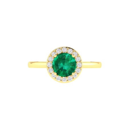 Diana Round Emerald and Glittering Diamond Ring in 18K Gold (0.48ct)