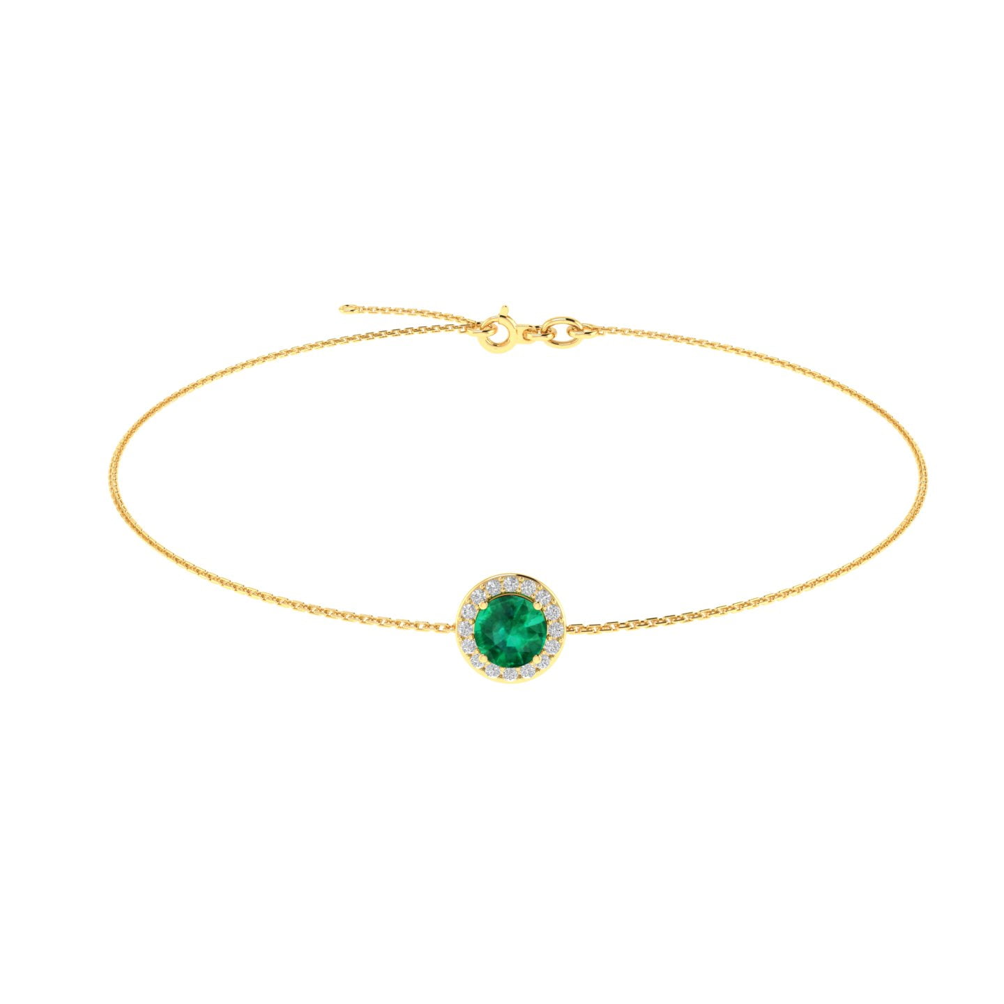 Diana Round Emerald and Glittering Diamond Bracelet in 18K Gold (0.48ct)