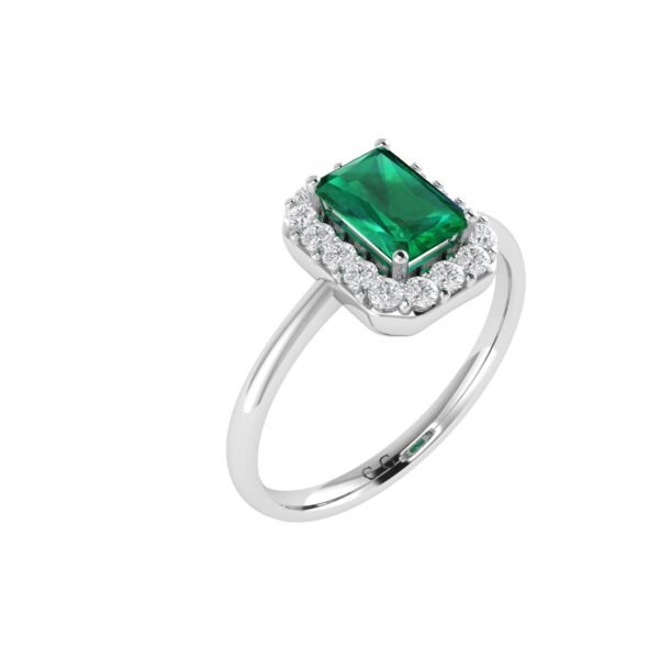 Diana Pear Emerald and Glittering Diamond Ring in 18K White Gold (2.6ct)
