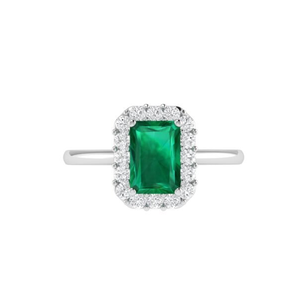 Diana Pear Emerald and Glittering Diamond Ring in 18K White Gold (2.6ct)