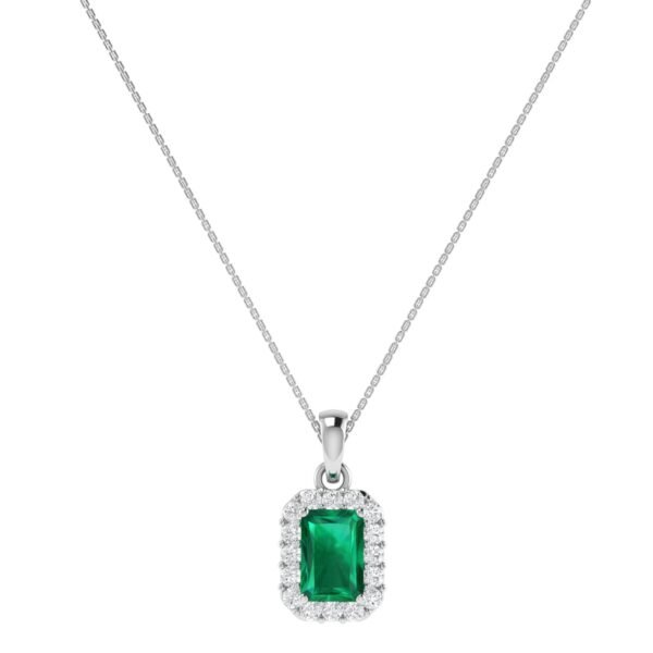 Diana Pear Emerald and Glittering Diamond Pendant in 18K White Gold (2.6ct)