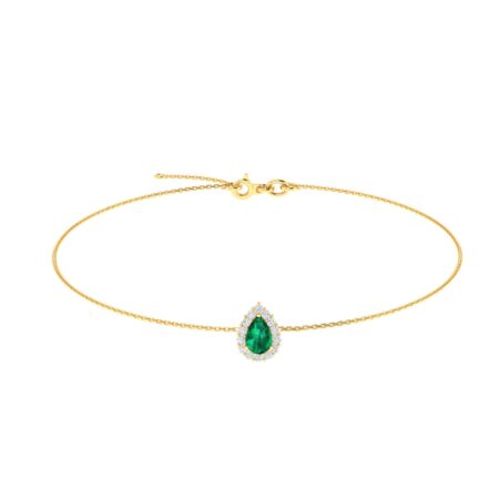 Diana Pear Emerald and Glittering Diamond Bracelet in 18K Yellow Gold (0.52ct)
