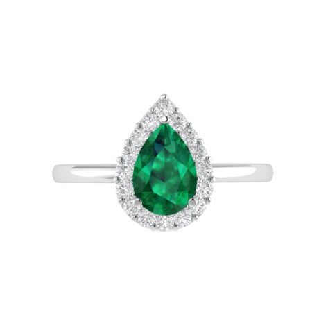 Diana Pear Emerald and Glittering Diamond Ring in 18K Gold (0.25ct)