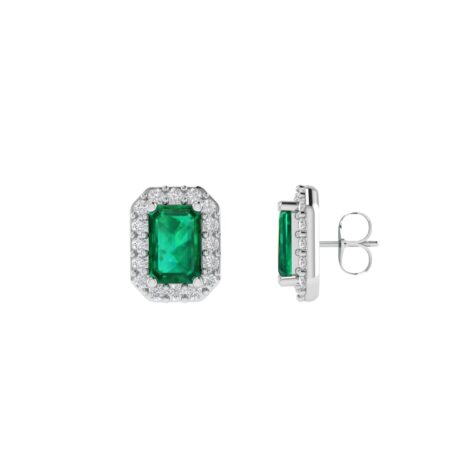 Diana Pear Emerald and Glittering Diamond Earrings in 18K White Gold (5.2ct)