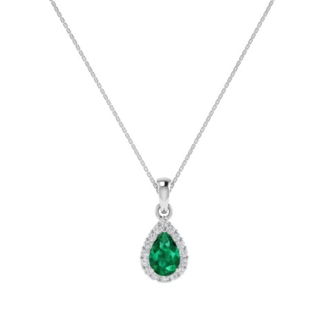 Diana Pear Emerald and Glittering Diamond Pendant in 18K Gold (0.25ct)