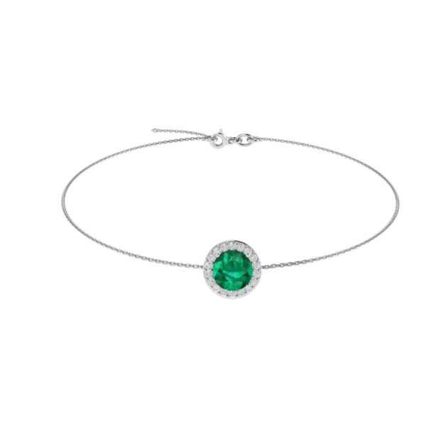 Diana Round Emerald and Radiant Diamond Bracelet in 18K White Gold (2.2ct)