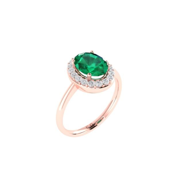 Diana Oval Emerald and Radiant Diamond Ring in 18K Rose Gold (1.7ct)