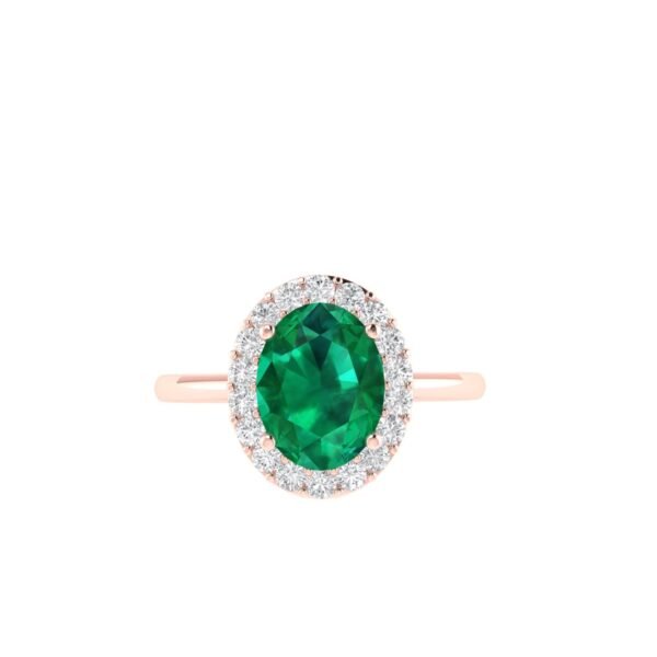 Diana Oval Emerald and Radiant Diamond Ring in 18K Rose Gold (1.7ct)