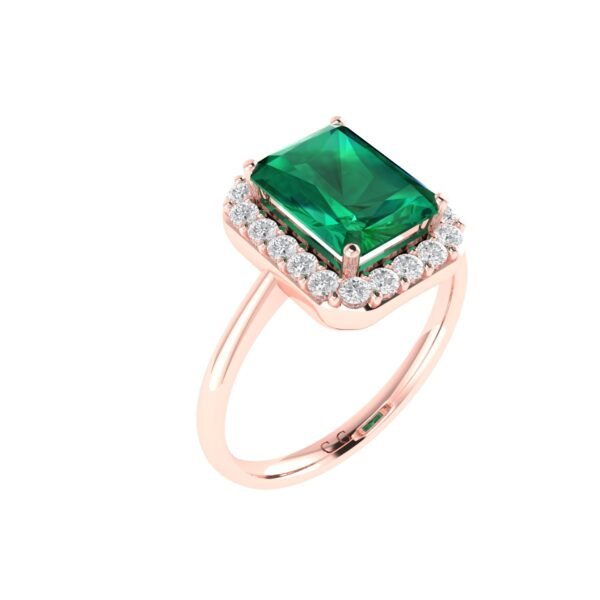 Diana Pear Emerald and Radiant Diamond Ring in 18K Rose Gold (1.7ct)