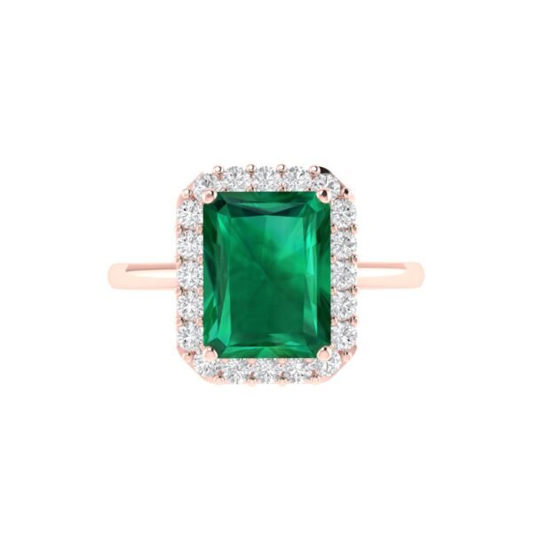 Diana Pear Emerald and Radiant Diamond Ring in 18K Rose Gold (1.7ct)