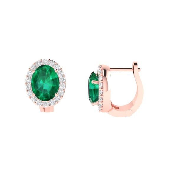 Diana Oval Emerald and Radiant Diamond Earrings in 18K Rose Gold (3.4ct)