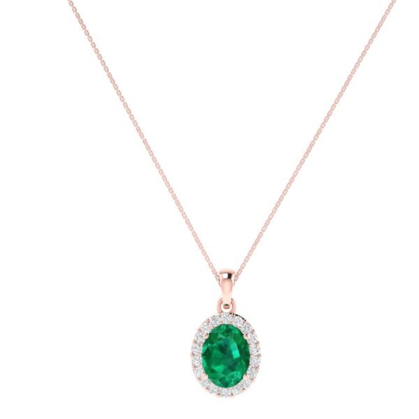 Diana Oval Emerald and Radiant Diamond Pendant in 18K Rose Gold (1.7ct)