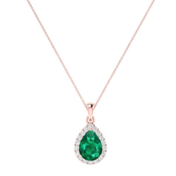 Diana Pear Emerald and Radiant Diamond Pendant in 18K Rose Gold (1.05ct)