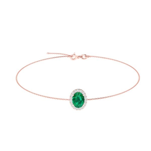 Diana Oval Emerald and Radiant Diamond Bracelet in 18K Rose Gold (1.7ct)