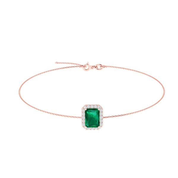 Diana Pear Emerald and Radiant Diamond Bracelet in 18K Rose Gold (1.7ct)