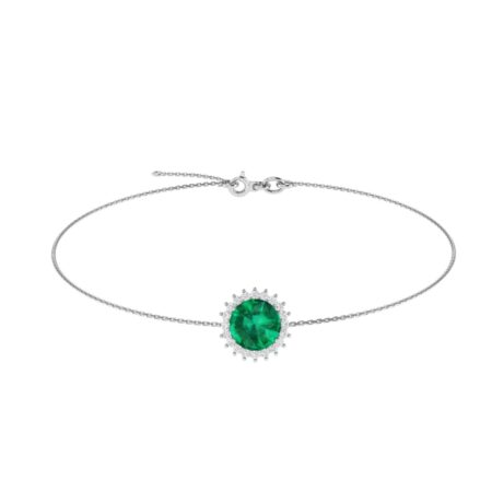 Diana Round Emerald and Glittering Diamond Bracelet in 18K Gold (1.55ct)
