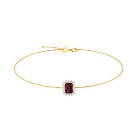 Diana Emerald-Cut Garnet and Shimmering Diamond Bracelet in 18K Yellow Gold (0.8ct)
