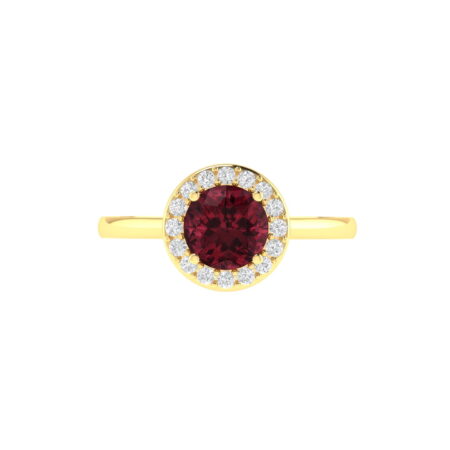 Diana Round Garnet and Shimmering Diamond Ring in 18K Gold (0.6ct)