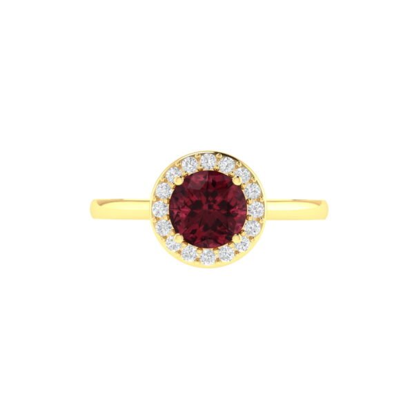 Diana Round Garnet and Shimmering Diamond Ring in 18K Yellow Gold (0.6ct)