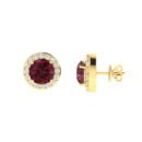 Diana Round Garnet and Shimmering Diamond Earrings in 18K Gold (1.2ct)