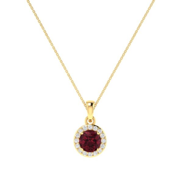 Diana Round Garnet and Shimmering Diamond Pendant in 18K Yellow Gold (0.6ct)