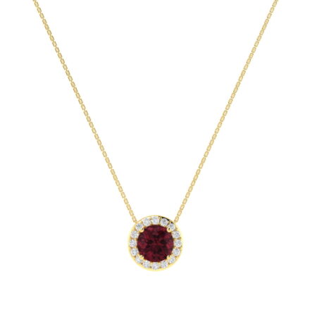 Diana Round Garnet and Shimmering Diamond Necklace in 18K Gold (0.6ct)