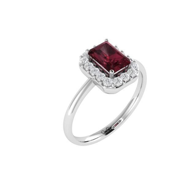 Diana Pear Garnet and Shimmering Diamond Ring in 18K White Gold (1.8ct)