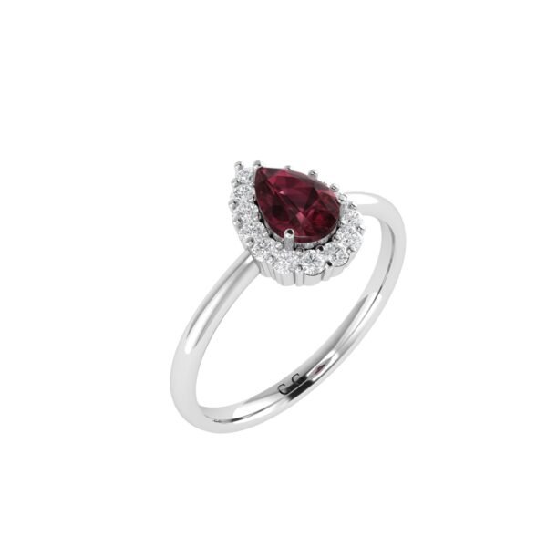 Diana Pear Garnet and Shimmering Diamond Ring in 18K White Gold (0.55ct)