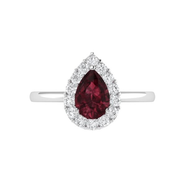 Diana Pear Garnet and Shimmering Diamond Ring in 18K White Gold (0.4ct)