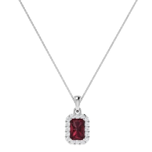 Diana Pear Garnet and Shimmering Diamond Pendant in 18K White Gold (1.8ct)
