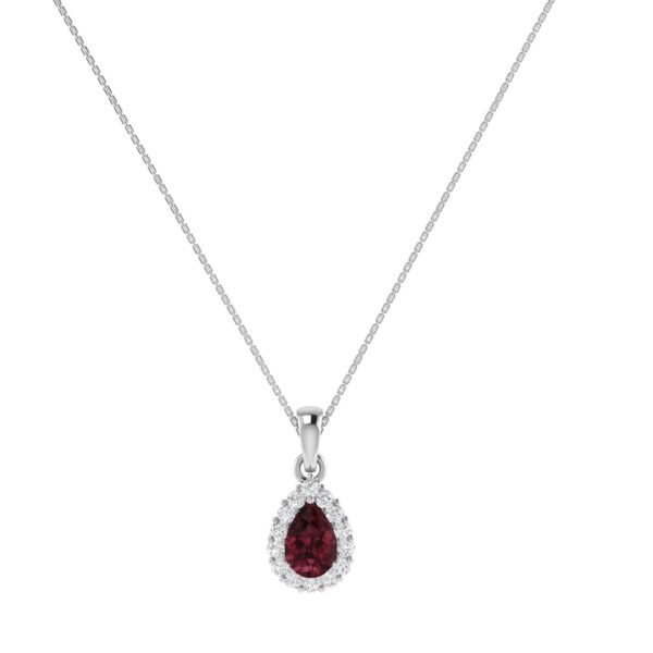 Diana Pear Garnet and Shimmering Diamond Pendant in 18K White Gold (0.55ct)