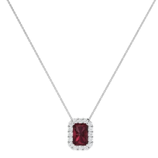 Diana Pear Garnet and Shimmering Diamond Necklace in 18K White Gold (1.8ct)
