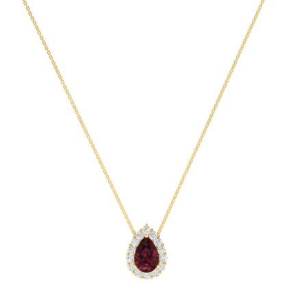 Diana Pear Garnet and Shimmering Diamond Necklace in 18K Yellow Gold (0.55ct)