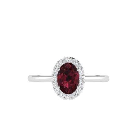 Diana Oval Garnet and Shimmering Diamond Ring in 18K Gold (0.25ct)