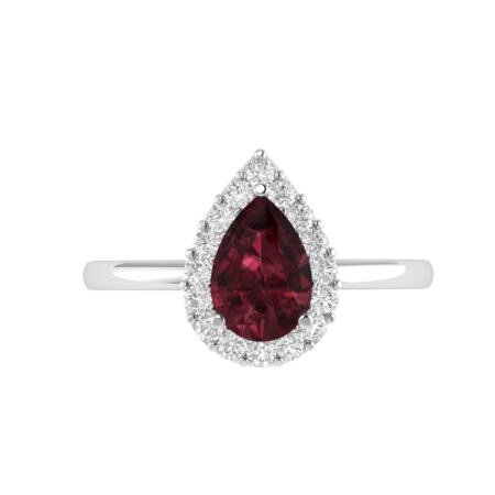 Diana Pear Garnet and Shimmering Diamond Ring in 18K Gold (0.25ct)