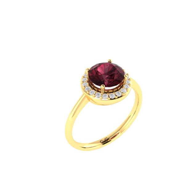Diana Round Garnet and Shimmering Diamond Ring in 18K Yellow Gold (2.5ct)