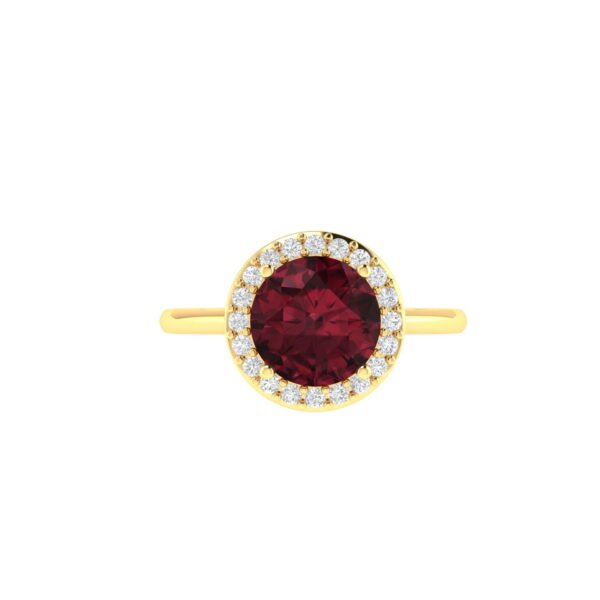 Diana Round Garnet and Shimmering Diamond Ring in 18K Yellow Gold (2.5ct)