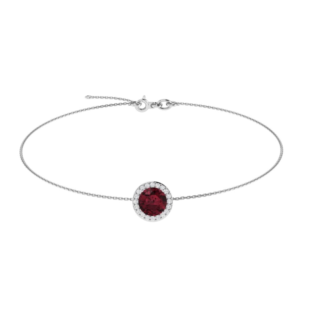 Diana Round Garnet and Shimmering Diamond Bracelet in 18K White Gold (2.5ct)