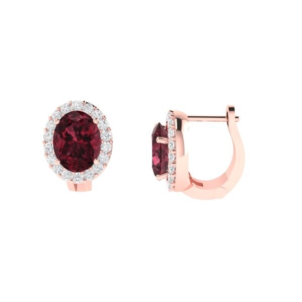 Diana Oval Garnet and Beaming Diamond Earrings in 18K Rose Gold (2.6ct)