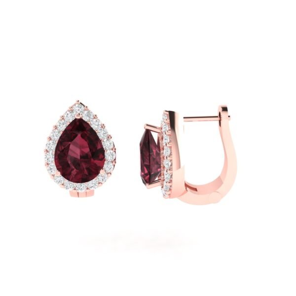 Diana Pear Garnet and Beaming Diamond Earrings in 18K Rose Gold (2.3ct)