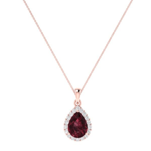 Diana Pear Garnet and Beaming Diamond Pendant in 18K Rose Gold (1.15ct)