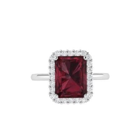 Diana Emerald  Cut Garnet and Shimmering Diamond Ring in 18K Gold (1ct)