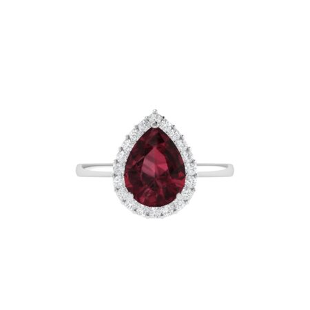 Diana Pear Garnet and Shimmering Diamond Ring in 18K White Gold (1.15ct)