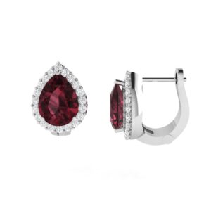 Diana Pear Garnet and Shimmering Diamond Earrings in 18K White Gold (2.3ct)