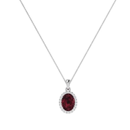 Diana Oval Garnet and Shimmering Diamond Pendant in 18K Gold (1ct)